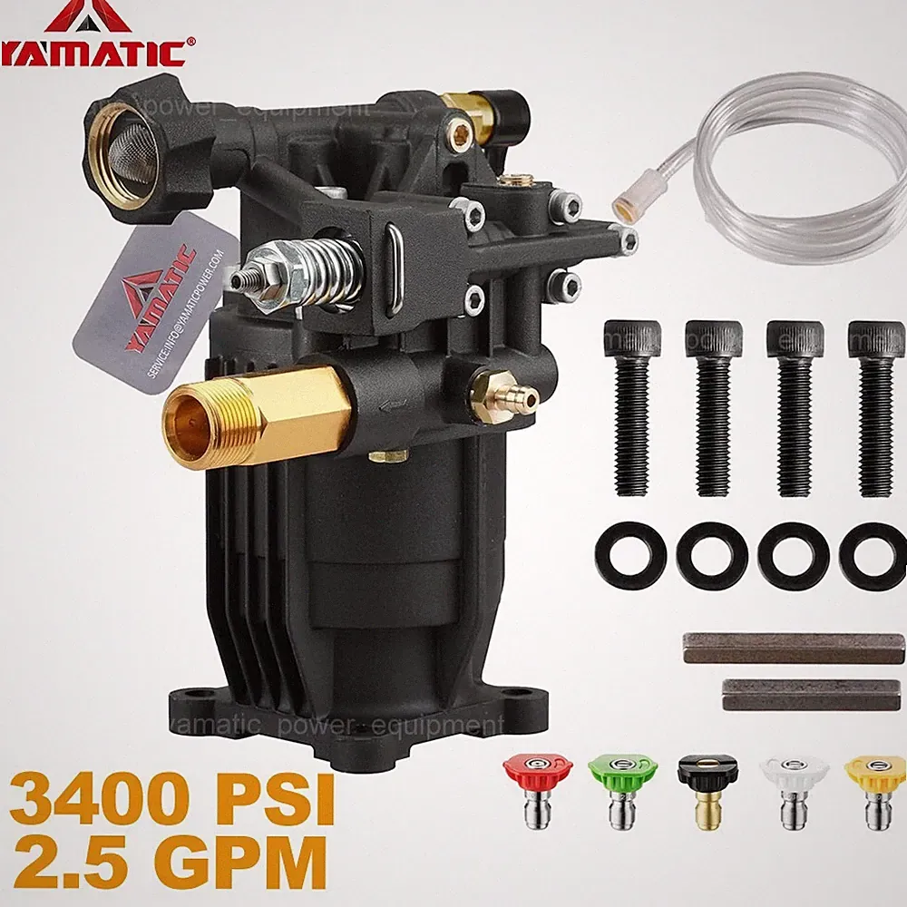 YAMATIC Pressure Washer Pump 3/4" Shaft Horizontal 3400 PSI 2.5 GPM Replace Pump