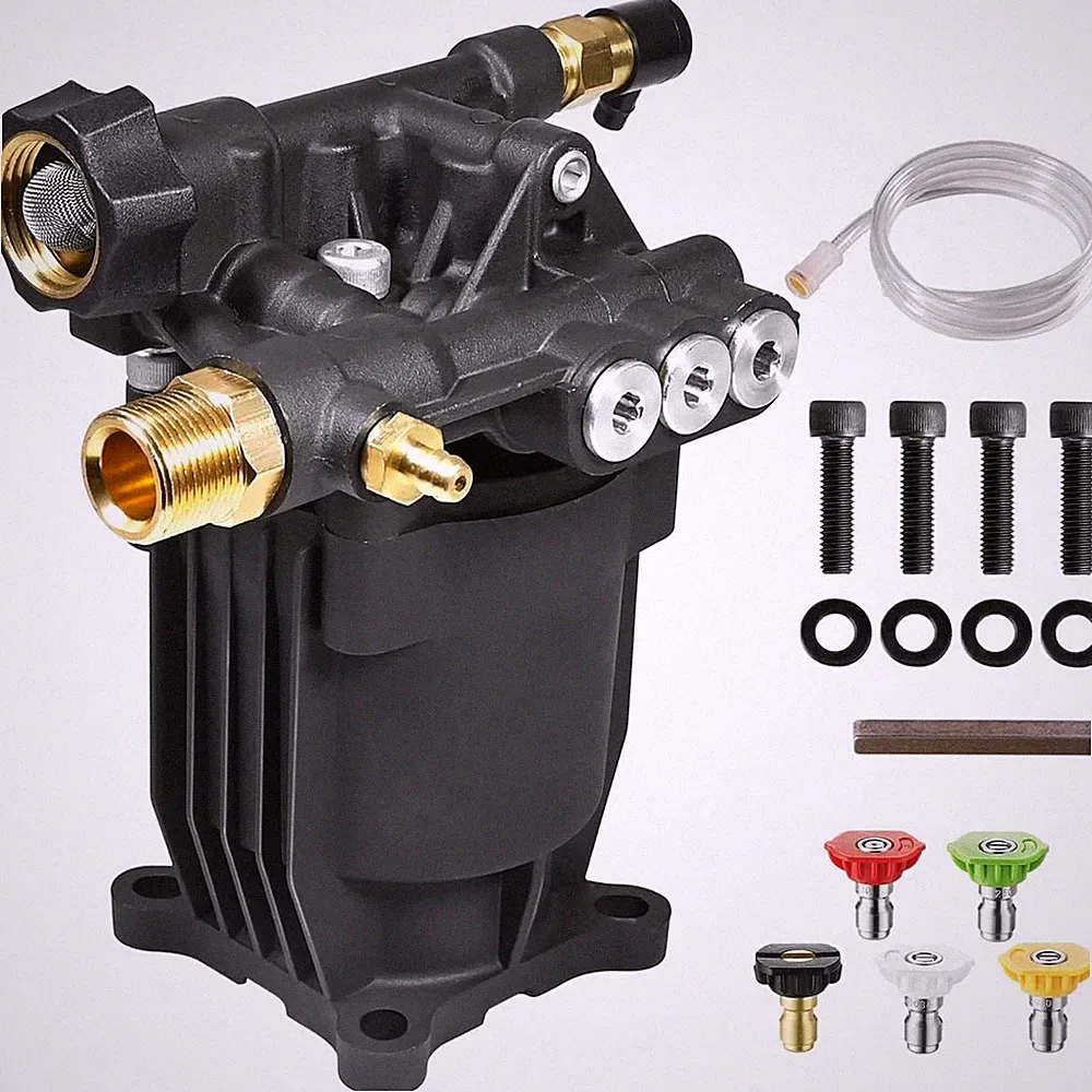 YAMATIC Pressure Washer Pump 3/4" Shaft Horizontal Max 3400 3400 PSI, Black