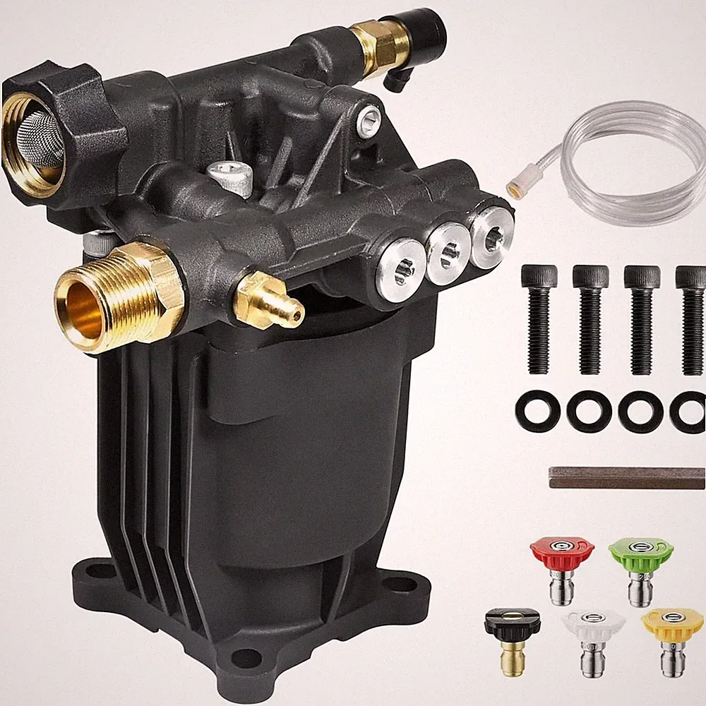 YAMATIC Pressure Washer Pump 3/4" Shaft Horizontal Power 3200 PSI, Black