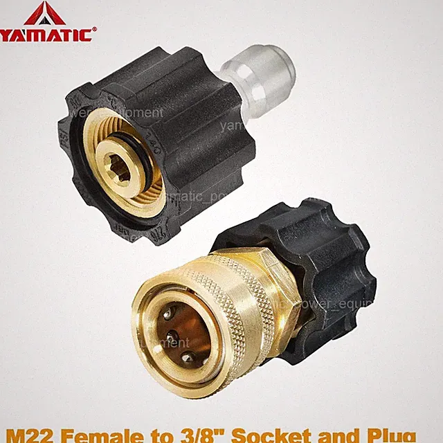 YAMATIC Pressure Washer Quick Connect Kit, M22 Female to 3/8" Socket and Plug