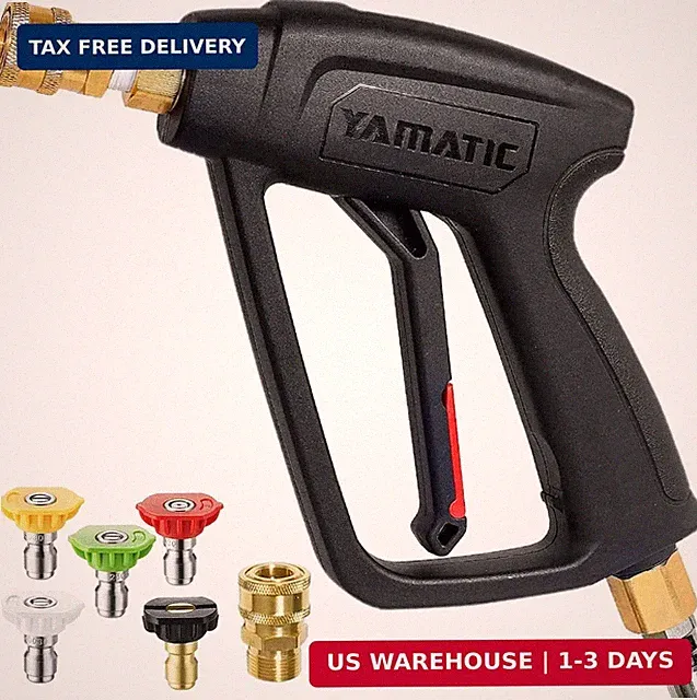 YAMATIC Short Pressure Washer Gun Swivel Brass 3/8" Quick Connect 4000PSI