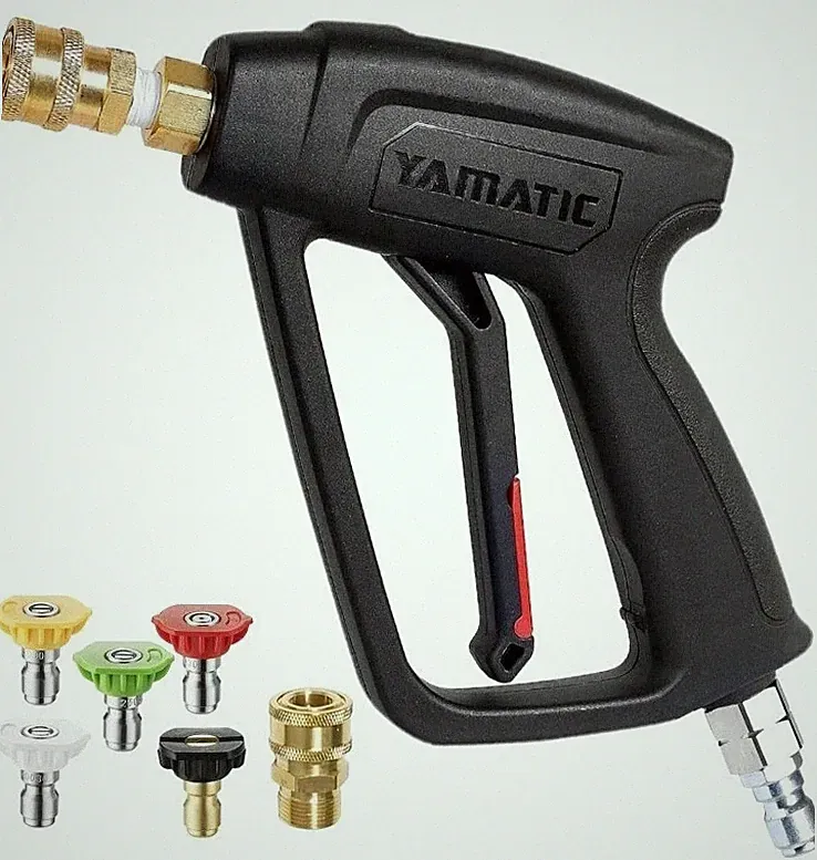 YAMATIC Short Pressure Washer Gun with Stainless Steel 3/8" QC 4000 PSI360°...