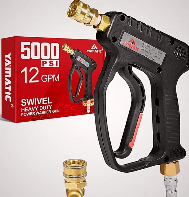 YAMATIC Short Pressure Washer Gun with Swivel, 5000 PSI Power Washer Wand Stubby