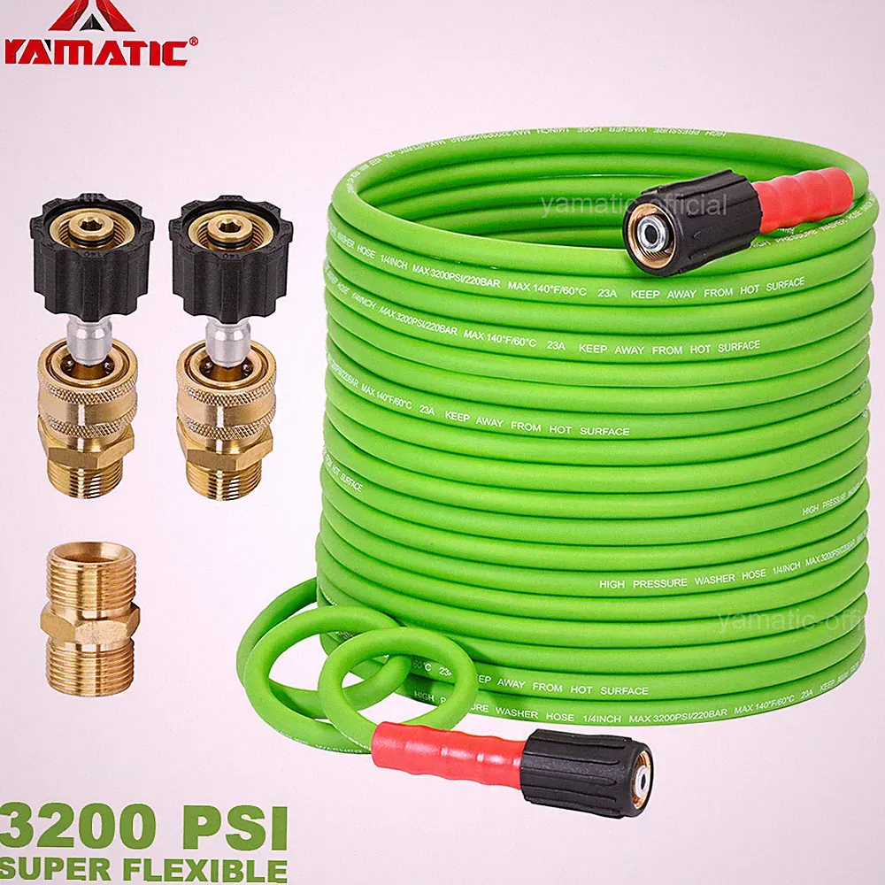YAMATIC Super Flexible Pressure Washer Hose 1/4" M22 Female & 3/8" Quick Connect
