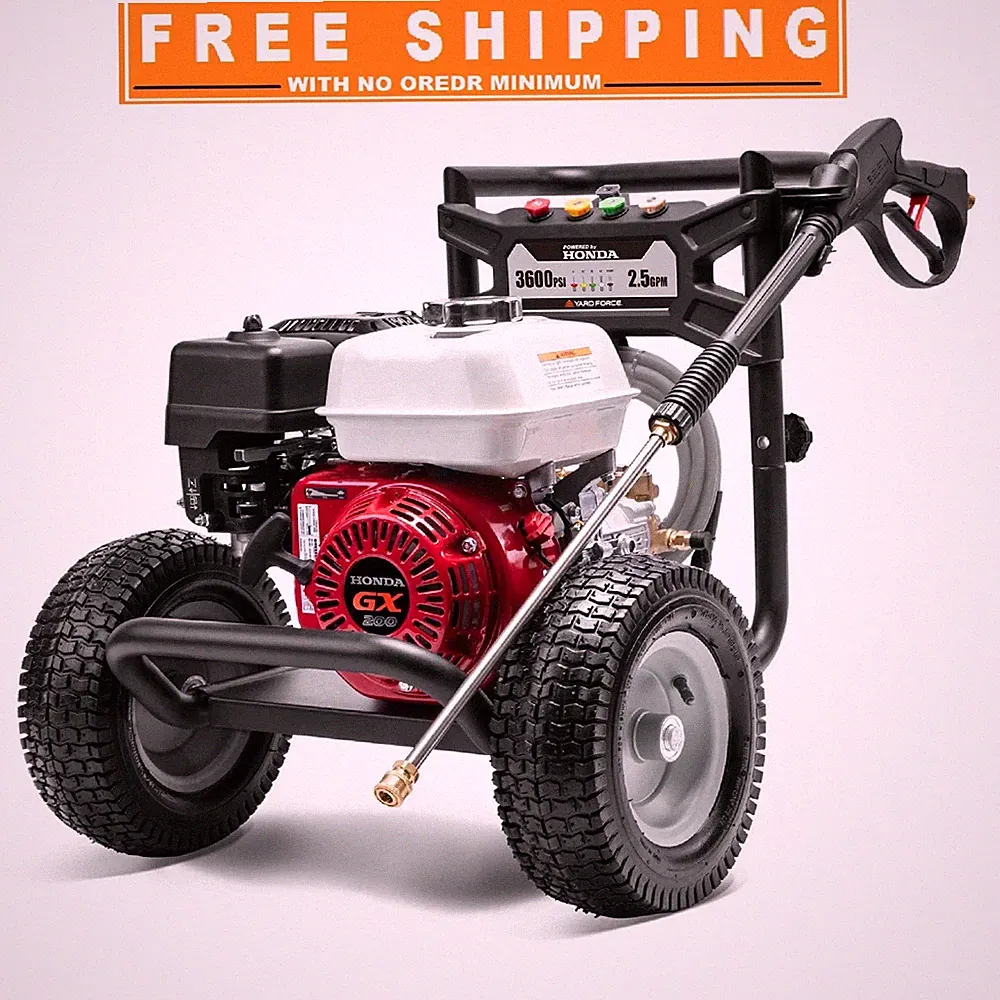 yard force 3200psi 2.5gmp honda gx200 196cc gas pressure washer