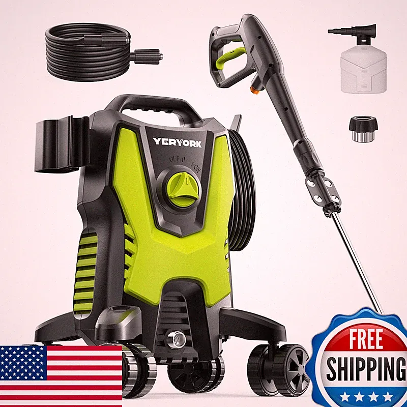 Yeryork Pressure Washer 3500 Psi Power Washer 4 Lockable Wheels Steel Wand 4