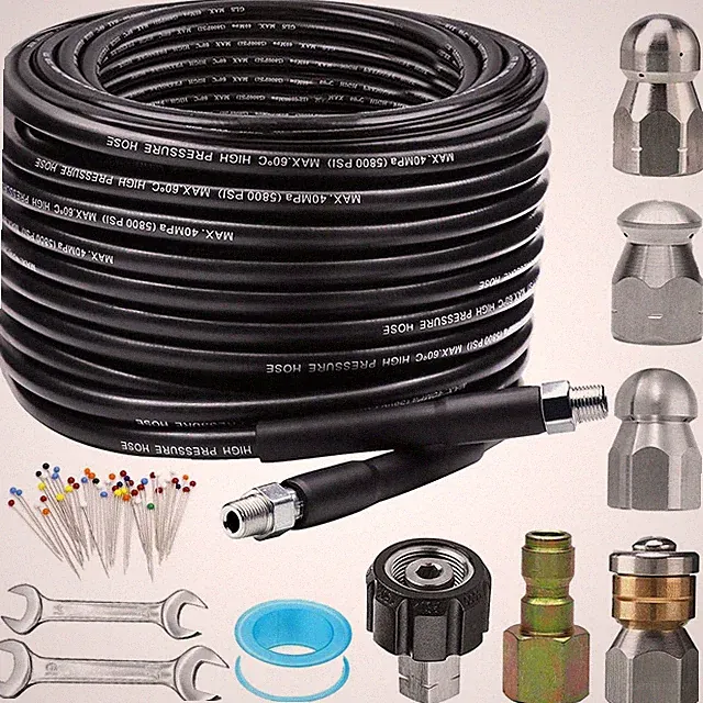 ZOFINE Sewer Jetter Kit for Pressure Washer 100FT, 5800PSI Drain 100FT